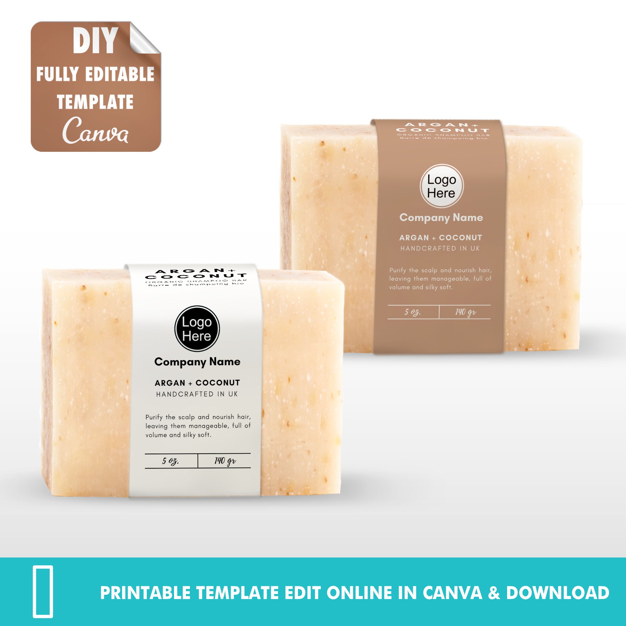 Editable and Printable Custom Bar Soap Label Template DIY - Etsy