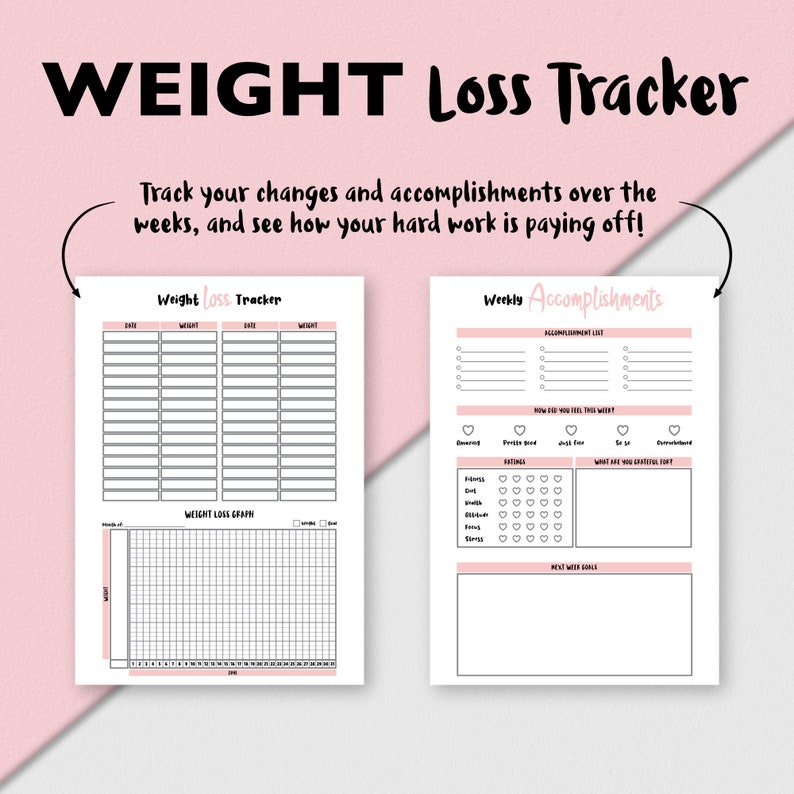 Weekly Weight Loss Tracker Printable Fitness Journal - Etsy UK