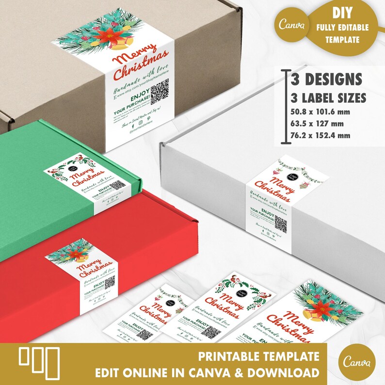 Printable Box Seal Sticker Template With QRCODE Editable Etsy