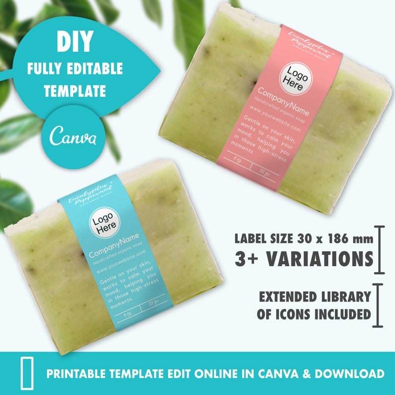 Editable Bar Soap Label Template, Printable Custom Soap Label Template ...