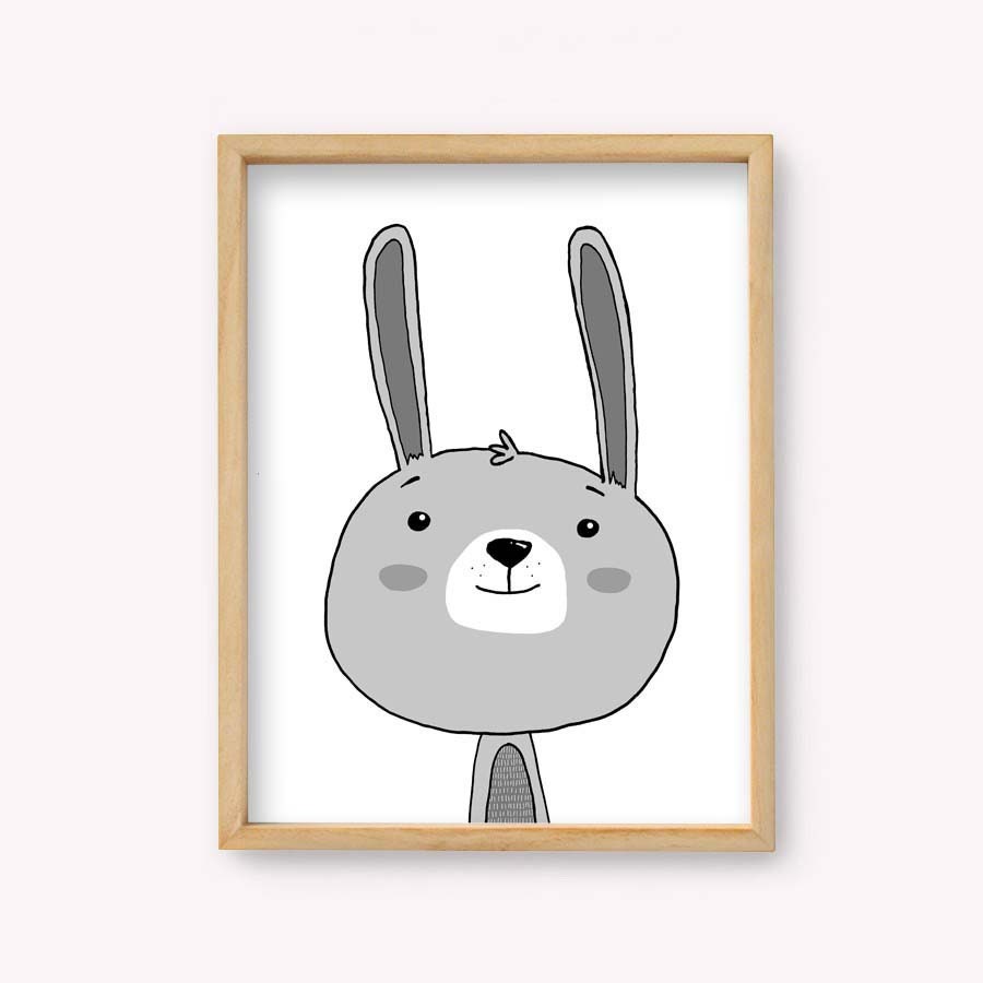 Printable Nursery Wall Art Rabbit Children's Room Decor Etsy