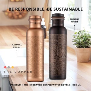 Indian Art Villa Pure Copper Water Bottle With Champion Antique Finish At Rs 600/piece | तांब - View #12