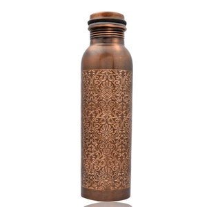 Pure Copper Bottle for Drinking Water Indian Handmade Ayurveda and Yoga Health Benefits Water Bottle Copper Anniversary gift 32 Oz image 9