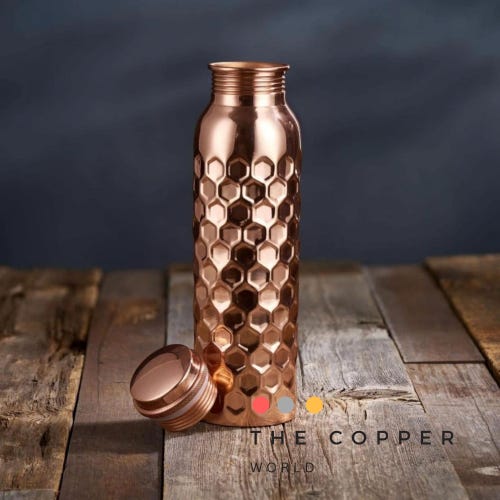 Personalised Pure Copper Water Bottle (1 Liter) | Ayurvedic Health Gift, Anniversary Present