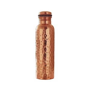 Pure Copper Bottle for Drinking Water Indian Handmade Ayurveda and Yoga Health Benefits Water Bottle Copper Anniversary gift 32 Oz image 2
