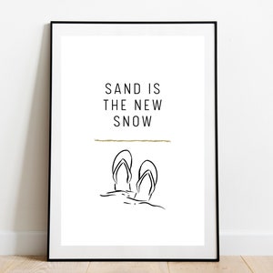 Sand Is The New Snow | WINTER QUOTE | Coastal Prints | Beach House Quote Printable | Winter At The Beach | Beach Decor | Beach House Print