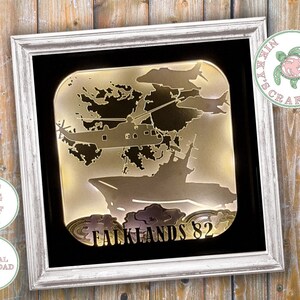 Veteranos Falklands conflitam caixa de sombra 3D svg, download digital Cricut, fuzileiros navais reais, Marinha Real, uso comercial incluído