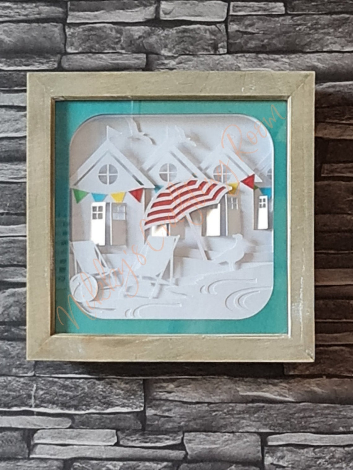 Beach hut 3d shadow box svg digital downloadLight box | Etsy