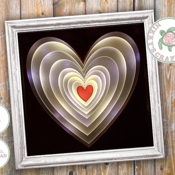 Love Hearts,3D Shadow Box SVG,Light Box Template,DIY paper cut,Digital,Cricut craft,Valentines day,Wedding gift,Engagement gift,Commercial