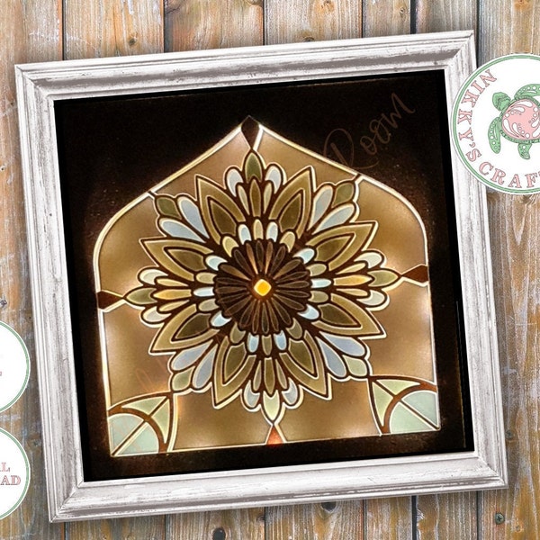 Flower mandala, 3D shadow box SVG, Light box template, digital download for cricut, stained glass window, Moroccan inspired, new home gift Flower mandala, 3D shadow box SVG, Light box template, digital download for cricut, stained glass window, Moroccan inspired, new home gift