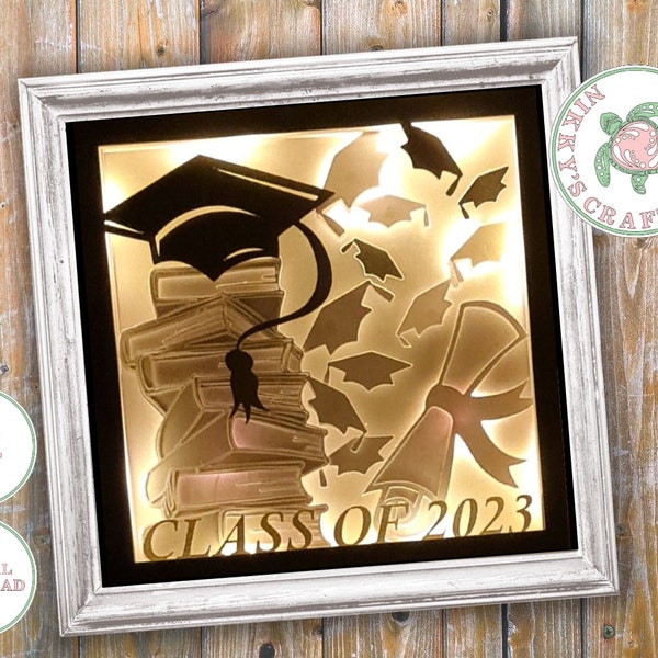 Class of 2023 3d shadow box svg template to make a graduation gift, digital download for Cricut cutting machines, commercial use included Class of 2023 3d shadow box svg template to make a graduation gift, digital download for Cricut cutting machines, commercial use included