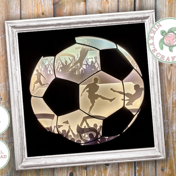 Football,Soccer 3D Shadow Box svg,Light Box Template,Digital Download,Cricut,Silhouette,boys bedroom,DIY papercut,png,dxf,jpg,Commercial Use