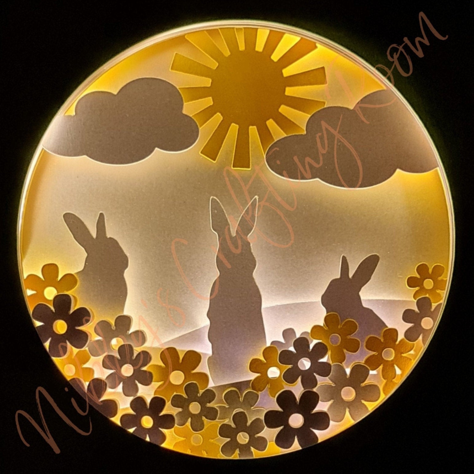 Easter Bunny Rabbit 3D Shadow Box Svg, Light Box Template, Digital ...