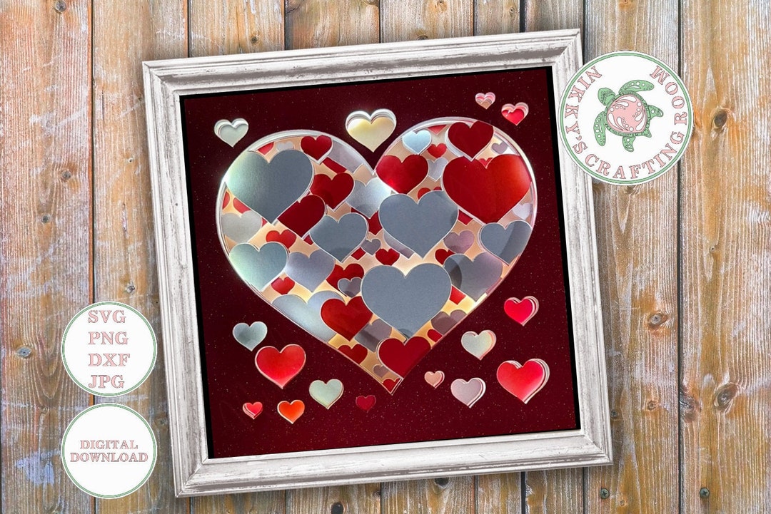 Valentines Love Hearts 3d Shadow Box Template Svg, Digital Download for ...