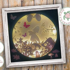 Fairy Garden,3D Shadow Box SVG,Light Box Template,Digital Download,Cricut Cut Datei. DIY Papierschnitt,Mädchen Schlafzimmer,Nachtlicht,Kommerzielle Nutzung