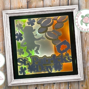 St Patrick’s day Leprechaun 3D shadow box svg. Modèle de boîte à lumière, fichier de téléchargement numérique Cricut. Utilisation commerciale incluse