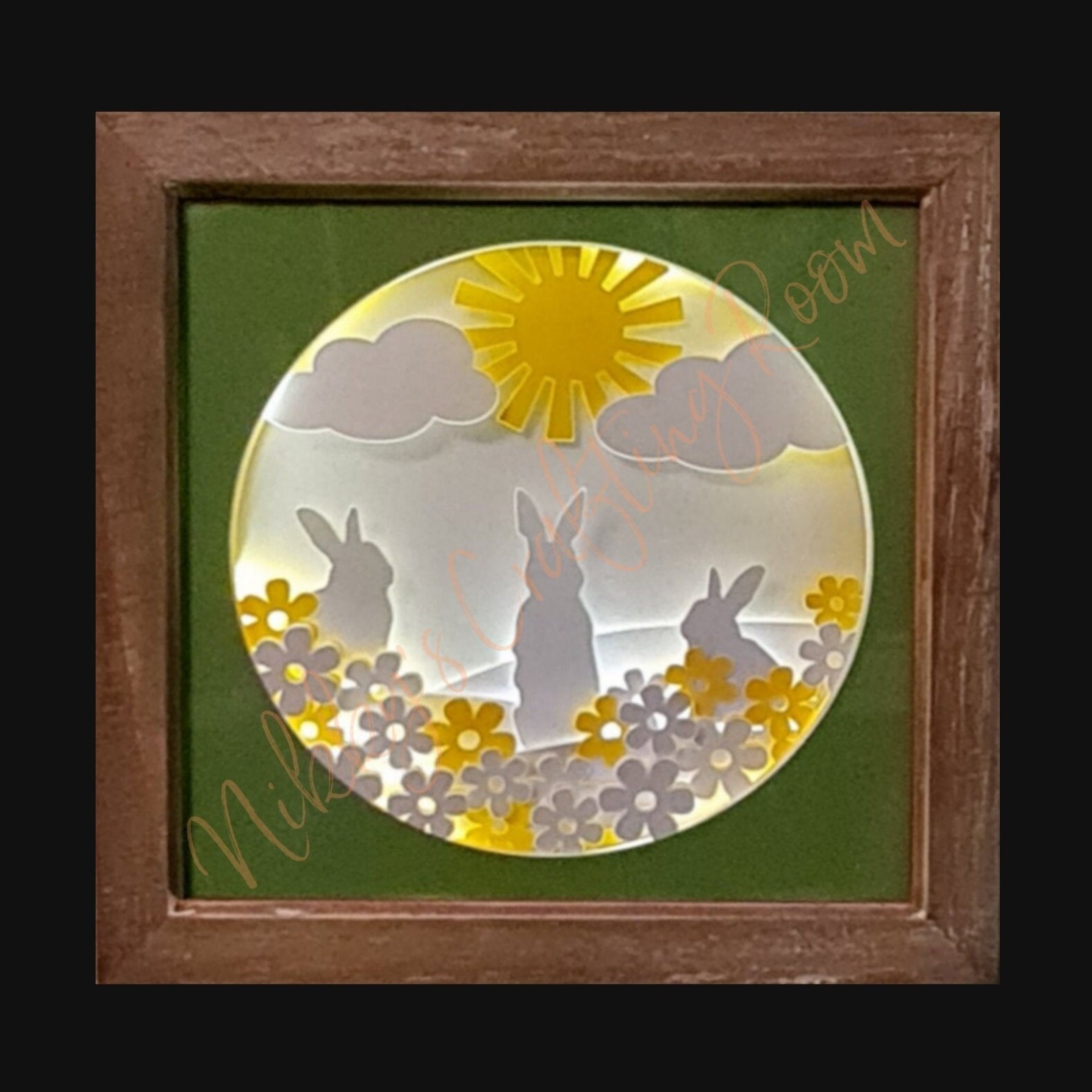 Easter Bunny Rabbit 3D Shadow Box Svg, Light Box Template, Digital ...