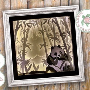 Panda 3D Shadow Box svg,Light Box Template,Téléchargement numérique,Cricut,Silhouette, Paper cut,Card Craft, Décor de pépinière,Utilisation commerciale