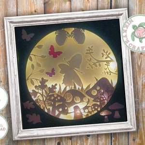 Wald Fee, 3D Schatten Box SVG, Lichtbox Vorlage, digitaler Download für Cricut, Kinderzimmer Dekoration, Scherenschnitt Datei mit kommerzieller Lizenz