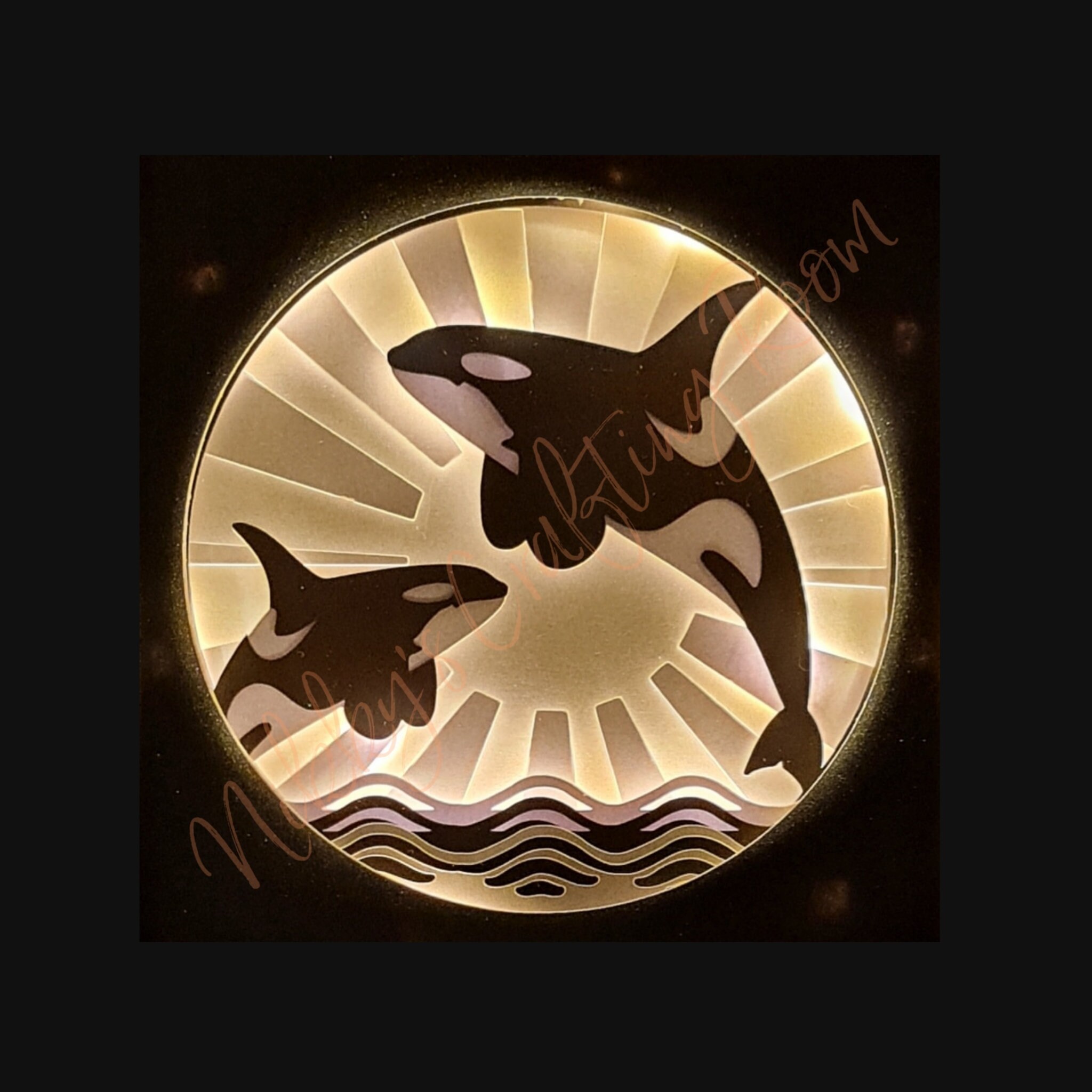 Orca Whale 3D Shadow Box Svg, Light Box Template, Digital Download for ...