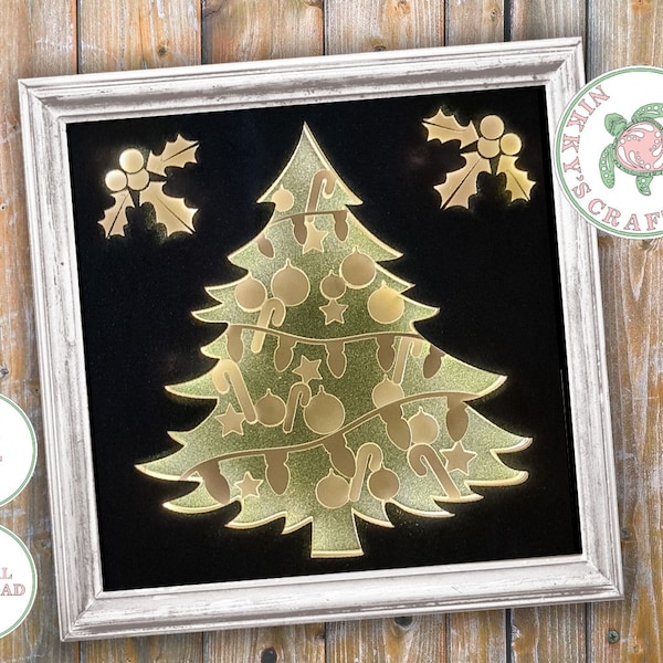 Christmas Tree 3D Shadow Box svg,Light Box Template,Digital Download,Cricut,Silhouette,Family gift,Wall decor, png dxf jpg,Commercial Use