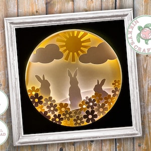 Bunny 3D Shadow Box svg, Light Box Template, DIY paper cut, Digital Download, Cricut file, Easter Rabbit, Night light, Nursery decor, Commercial use