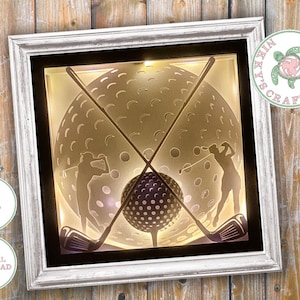 Joueur de golf 3D shadow box svg, modèle de caisson lumineux, Cricut numérique, fichier de coupe, prix de golfeur, trophée de sport, cadeau pour, lui, elle, publicité