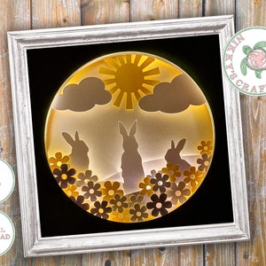 Easter bunny rabbit 3D Shadow Box svg, Light Box Template, digital download for Cricut, nursery decoration, commercial use included