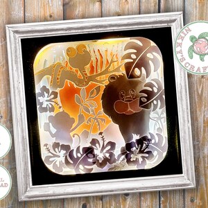 Jungle dieren leeuw slang aap 3d shadowbox light box schaduwdoos digitale Cricut sjabloon svg png dxf papier gesneden baby douche cadeau Commercial