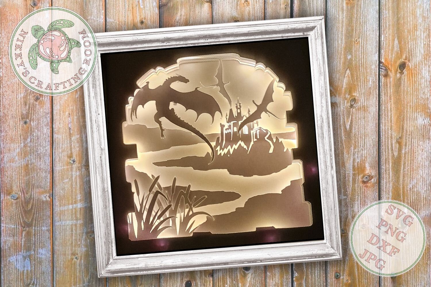 Dragon 3D Shadow Box svgLight Box TemplateDigital | Etsy