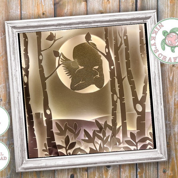 Cherub memorial angel loved ones 3D shadow box svg light box template digital Cricut Silhouette living room special gift dxf png commercial