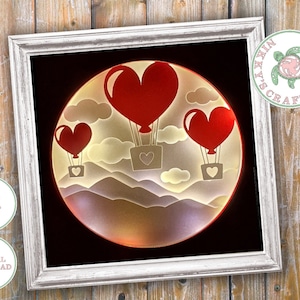 バレンタイン ラブ 3D シャドウ ボックス SVG、ライト ボックス テンプレート、Cricut 用デジタル ダウンロード、結婚祝い、バレンタインデー、商用利用