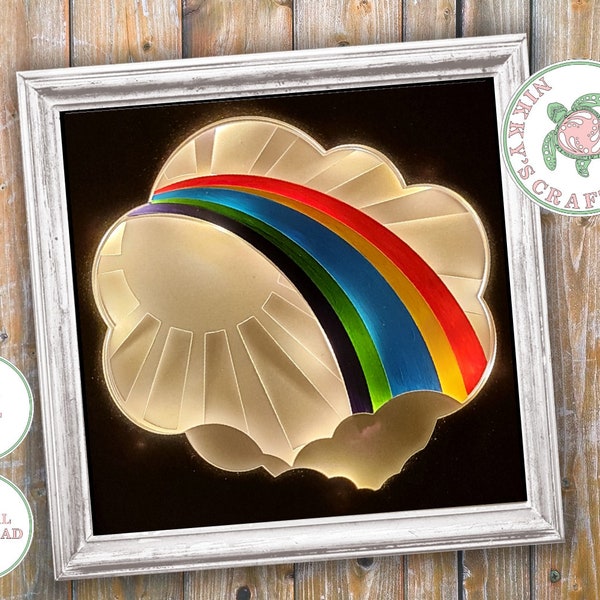 Rainbow 3D Shadow Box svg,Light Box Template,Digital Download,Cricutfile,Baby Shower,Nursery decor,DIY paper cut, memorial,Commercial use