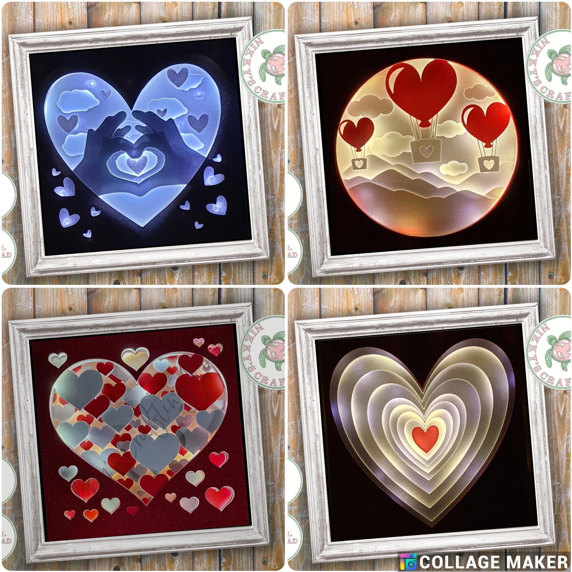 Love Shadow Box SVG Bundle of 4 Designs, 3D Lightbox Template (digital ...