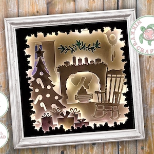 Christmas Scene, Santa up the Chimney. 3D Digital Download for Cricut, SVG Files. Festive Lightbox/Shadowbox