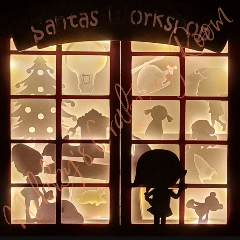 Download Commercial Use Cricut Christmas Father Christmas Light Box Template Dxf Santas Workshop 3d Shadow Box Svg Digital Download Files Png Clip Art Image Files Embellishments Shantived Com