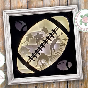 American Football 3D Shadow Box svg, lichtbak sjabloon, VS, vaderdagcadeau, digitaal, Cricut, silhouet, sportfan, man cave, commercieel gebruik