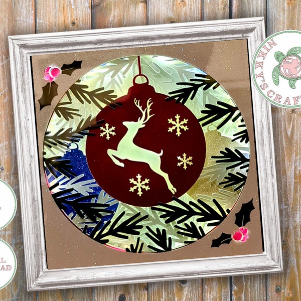 Christmas Baubles,3D shadow box SVG,Template,Light box,Cricut,silhouette,family gift,Christmas light,paper craft,commercial use Christmas Baubles,3D shadow box SVG,Template,Light box,Cricut,silhouette,family gift,Christmas light,paper craft,commercial use