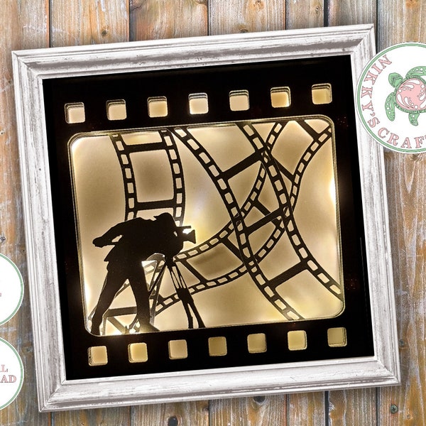 Film 3D Shadow Box svg,Light Box Template,Digital Download,Cricut,Silhouette,Photographer Gift,Photography studio,png dxf jpg,Commercial Use