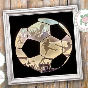 Football Soccer 3D Shadow Box svg,Light Box Template, Cricut,Silhouette,Digital Download, Ragazzi compleanno, Sport, png jpg dxf, Uso commerciale