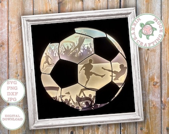 Football Soccer 3D Shadow Box svg,Light Box Template, Cricut,Silhouette,Digital Download, Boys birthday, Sport, png jpg dxf, Commercial use