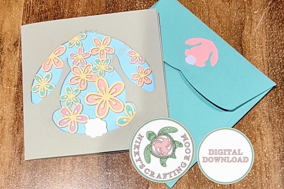 Easter Bunny Rabbit 3d Layered Card Svg Includes Envelope Template and ...