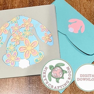 Osterhase Kaninchen 3D Layered Karte svg enthält Umschlag Vorlage und kommerzielle Lizenz, Geburtstagskarte, digitaler Download für Cricut