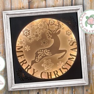 Christmas Stag Shadow Box SVG, Rendier Light Box-sjabloon (digitale download) Cricut gesneden bestand