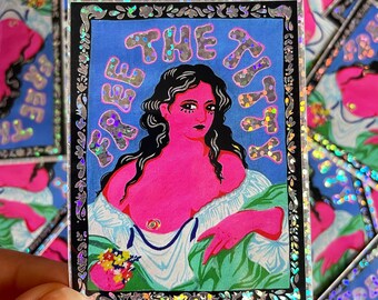 Glitter Free the T*tty Glossy Sticker