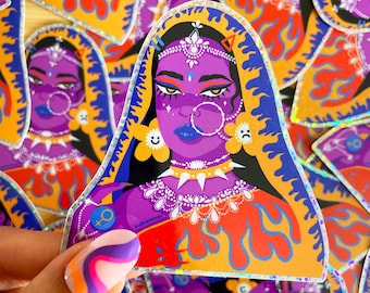 Glitter Flame Kuri Glossy Sticker