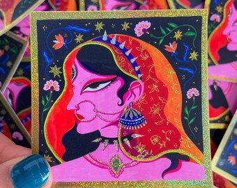 Glitter Portrait Glossy Aufkleber
