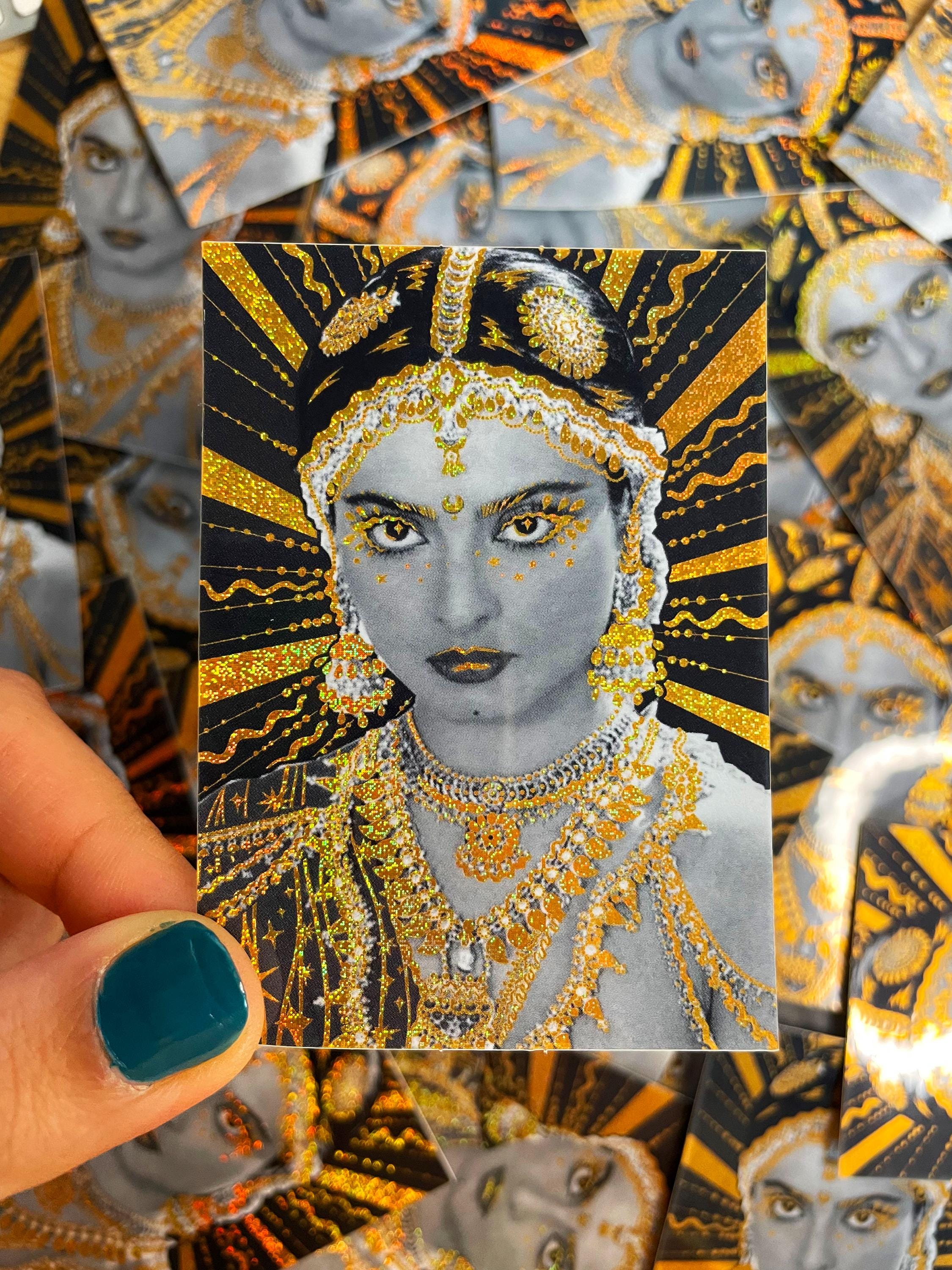 Glitter Golden Girl Rekha Glossy Sticker