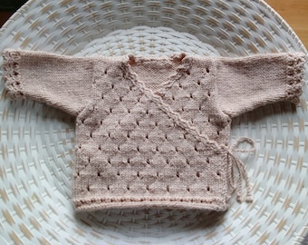 Wollen babybeha, babyvestje, wollen babyvestje, met de hand gebreid