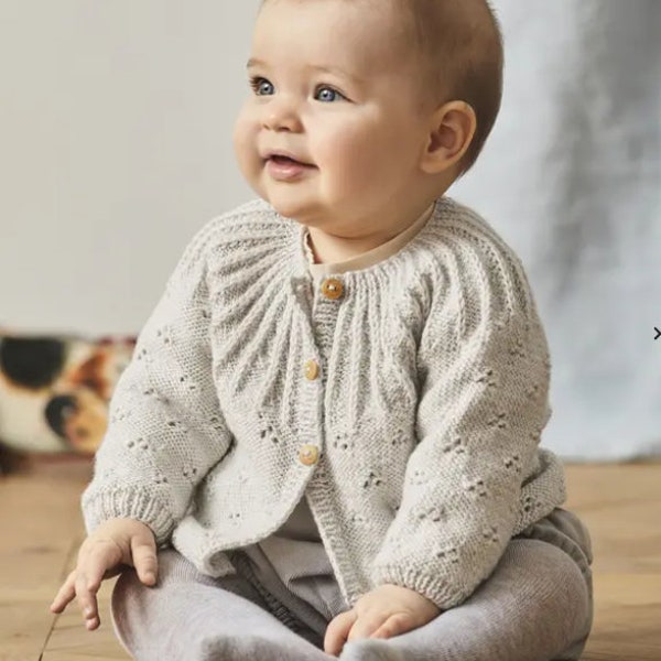 Gilet bébé en laine lambswool, coloris au choix, brassière bébé, cardigan bébé laine, tricoté à la main